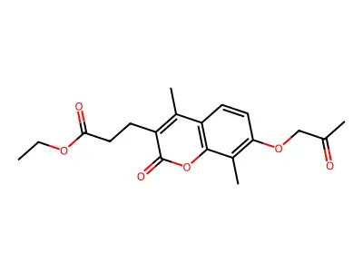 ethyl 3-[4,8-dimethyl-2-oxo-7-(2-oxopropoxy)-2H-chromen-3-yl]propanoate structure