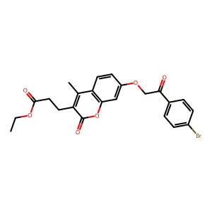 ethyl 3-{7-[2-(4-bromophenyl)-2-oxoethoxy]-4-methyl-2-oxo-2H-chromen-3-yl}propanoate structure