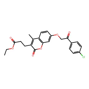 ethyl 3-{7-[2-(4-chlorophenyl)-2-oxoethoxy]-4-methyl-2-oxo-2H-chromen-3-yl}propanoate structure