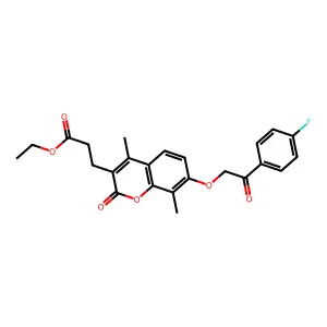 ethyl 3-{7-[2-(4-fluorophenyl)-2-oxoethoxy]-4,8-dimethyl-2-oxo-2H-chromen-3-yl}propanoate structure