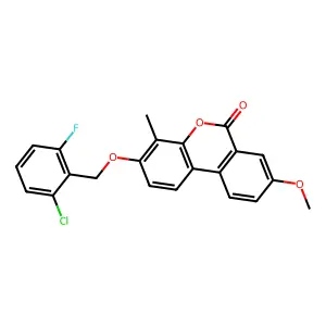 3-[(2-chloro-6-fluorobenzyl)oxy]-8-methoxy-4-methyl-6H-benzo[c]chromen-6-one structure