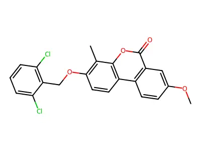 3-[(2,6-dichlorobenzyl)oxy]-8-methoxy-4-methyl-6H-benzo[c]chromen-6-one structure