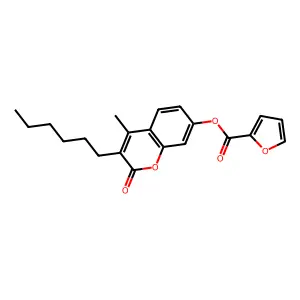 3-hexyl-4-methyl-2-oxo-2H-chromen-7-yl furan-2-carboxylate structure