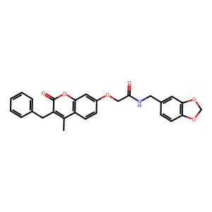 N~1~-(1,3-benzodioxol-5-ylmethyl)-2-[(3-benzyl-4-methyl-2-oxo-2H-chromen-7-yl)oxy]acetamide structure
