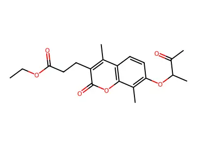 ethyl 3-[4,8-dimethyl-7-(1-methyl-2-oxopropoxy)-2-oxo-2H-chromen-3-yl]propanoate structure