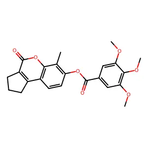 6-methyl-4-oxo-1,2,3,4-tetrahydrocyclopenta[c]chromen-7-yl 3,4,5-trimethoxybenzoate structure