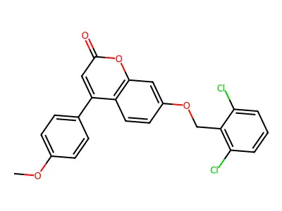 7-[(2,6-dichlorobenzyl)oxy]-4-(4-methoxyphenyl)-2H-chromen-2-one structure
