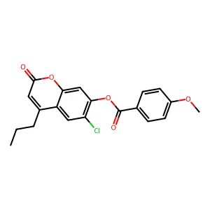 6-chloro-2-oxo-4-propyl-2H-chromen-7-yl 4-methoxybenzoate structure