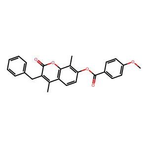 3-benzyl-4,8-dimethyl-2-oxo-2H-chromen-7-yl 4-methoxybenzoate structure