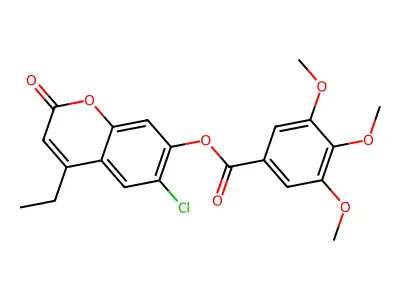 6-chloro-4-ethyl-2-oxo-2H-chromen-7-yl 3,4,5-trimethoxybenzoate structure