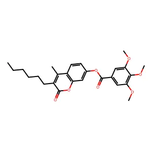 3-hexyl-4-methyl-2-oxo-2H-chromen-7-yl 3,4,5-trimethoxybenzoate structure