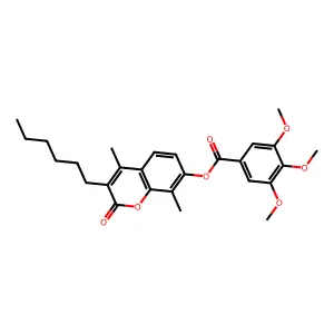 3-hexyl-4,8-dimethyl-2-oxo-2H-chromen-7-yl 3,4,5-trimethoxybenzoate structure