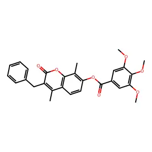 3-benzyl-4,8-dimethyl-2-oxo-2H-chromen-7-yl 3,4,5-trimethoxybenzoate structure