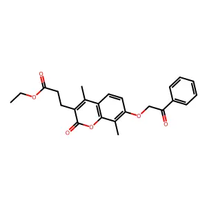 Ethyl 3-(4,8-dimethyl-2-oxo-7-phenacyloxychromen-3-yl)propanoate structure