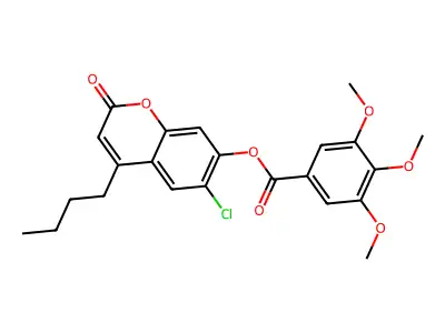 4-butyl-6-chloro-2-oxo-2H-chromen-7-yl 3,4,5-trimethoxybenzoate structure