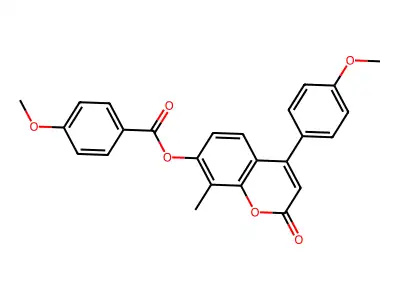 4-(4-methoxyphenyl)-8-methyl-2-oxo-2H-chromen-7-yl 4-methoxybenzoate structure