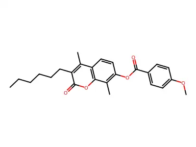 3-hexyl-4,8-dimethyl-2-oxo-2H-chromen-7-yl 4-methoxybenzoate structure