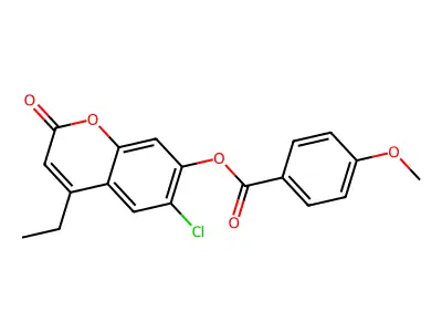 6-chloro-4-ethyl-2-oxo-2H-chromen-7-yl 4-methoxybenzoate structure