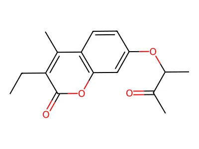 3-ethyl-4-methyl-7-(1-methyl-2-oxopropoxy)-2H-chromen-2-one structure