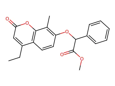 methyl 2-[(4-ethyl-8-methyl-2-oxo-2H-chromen-7-yl)oxy]-2-phenylacetate structure