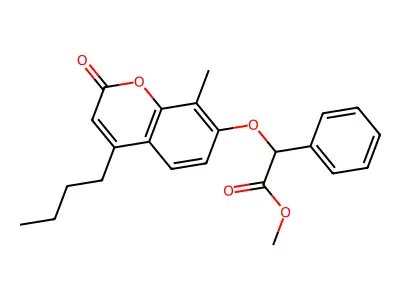 Methyl 2-(4-butyl-8-methyl-2-oxochromen-7-yl)oxy-2-phenylacetate structure