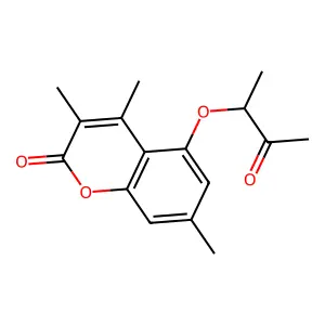 3,4,7-Trimethyl-5-((3-oxobutan-2-yl)oxy)-2H-1-benzopyran-2-one structure
