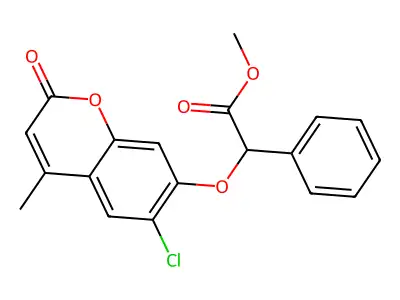 Methyl 2-(6-chloro-4-methyl-2-oxochromen-7-yl)oxy-2-phenylacetate structure