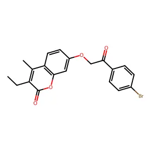 7-[2-(4-bromophenyl)-2-oxoethoxy]-3-ethyl-4-methyl-2H-chromen-2-one structure