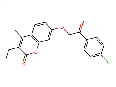 7-[2-(4-chlorophenyl)-2-oxoethoxy]-3-ethyl-4-methyl-2H-chromen-2-one structure