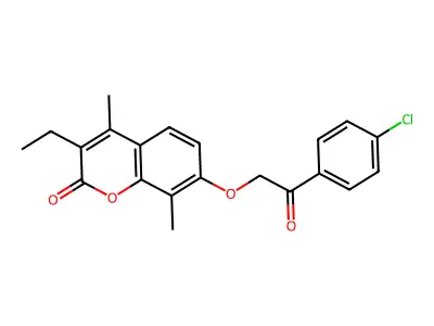 7-[2-(4-chlorophenyl)-2-oxoethoxy]-3-ethyl-4,8-dimethyl-2H-chromen-2-one structure
