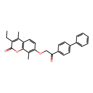 7-[2-(4-biphenylyl)-2-oxoethoxy]-3-ethyl-4,8-dimethyl-2H-chromen-2-one structure