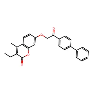 7-[2-(biphenyl-4-yl)-2-oxoethoxy]-3-ethyl-4-methyl-2H-chromen-2-one structure