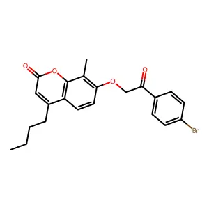 7-[2-(4-bromophenyl)-2-oxoethoxy]-4-butyl-8-methyl-2H-chromen-2-one structure
