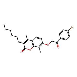 7-[2-(4-bromophenyl)-2-oxoethoxy]-3-hexyl-4,8-dimethyl-2H-chromen-2-one structure