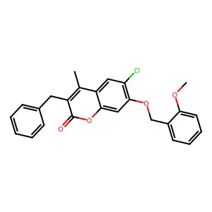 3-benzyl-6-chloro-7-[(2-methoxybenzyl)oxy]-4-methyl-2H-chromen-2-one structure