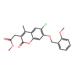 methyl {6-chloro-7-[(2-methoxybenzyl)oxy]-4-methyl-2-oxo-2H-chromen-3-yl}acetate structure