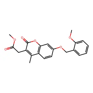 methyl {7-[(2-methoxybenzyl)oxy]-4-methyl-2-oxo-2H-chromen-3-yl}acetate structure