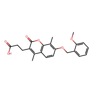 3-{7-[(2-methoxybenzyl)oxy]-4,8-dimethyl-2-oxo-2H-chromen-3-yl}propanoic acid structure