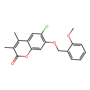 6-chloro-7-[(2-methoxybenzyl)oxy]-3,4-dimethyl-2H-chromen-2-one structure