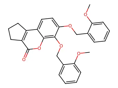 6,7-bis[(2-methoxybenzyl)oxy]-2,3-dihydrocyclopenta[c]chromen-4(1H)-one structure
