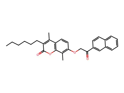 3-hexyl-4,8-dimethyl-7-[2-(2-naphthyl)-2-oxoethoxy]-2H-chromen-2-one structure
