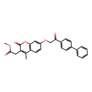 methyl {7-[2-(biphenyl-4-yl)-2-oxoethoxy]-4-methyl-2-oxo-2H-chromen-3-yl}acetate structure