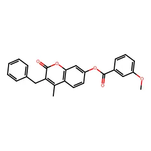 3-benzyl-4-methyl-2-oxo-2H-chromen-7-yl 3-methoxybenzoate structure