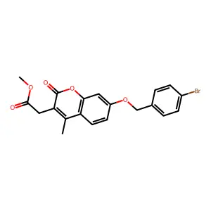 methyl {7-[(4-bromobenzyl)oxy]-4-methyl-2-oxo-2H-chromen-3-yl}acetate structure