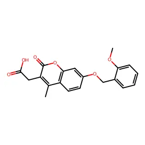 {7-[(2-methoxybenzyl)oxy]-4-methyl-2-oxo-2H-chromen-3-yl}acetic acid structure
