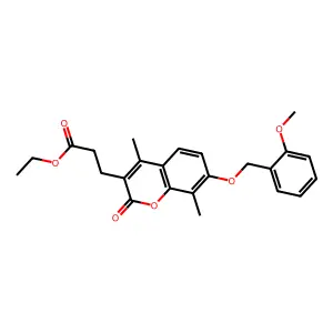 ethyl 3-{7-[(2-methoxybenzyl)oxy]-4,8-dimethyl-2-oxo-2H-chromen-3-yl}propanoate structure