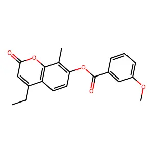 4-ethyl-8-methyl-2-oxo-2H-chromen-7-yl 3-methoxybenzoate structure