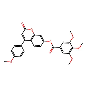 4-(4-methoxyphenyl)-2-oxo-2H-chromen-7-yl 3,4,5-trimethoxybenzoate structure