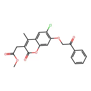 methyl [6-chloro-4-methyl-2-oxo-7-(2-oxo-2-phenylethoxy)-2H-chromen-3-yl]acetate structure
