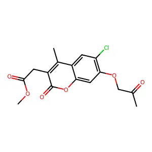 methyl [6-chloro-4-methyl-2-oxo-7-(2-oxopropoxy)-2H-chromen-3-yl]acetate structure